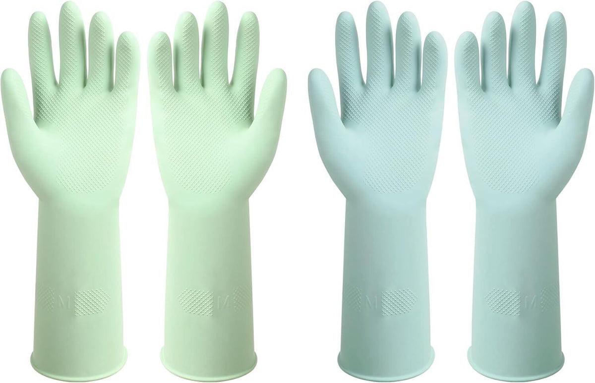 Dishwashing Rubber Gloves Reusable Kitchen Gloves 2Pairs Cleaning Gloves
