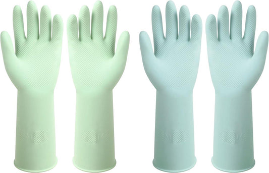 Dishwashing Rubber Gloves Reusable Kitchen Gloves 2Pairs Cleaning Gloves